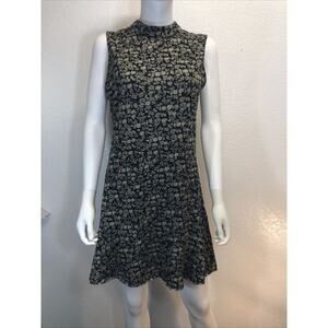 HEM & THREAD Dress Juniors Large Bust 36"  Black & Tan Floral Mini Dress